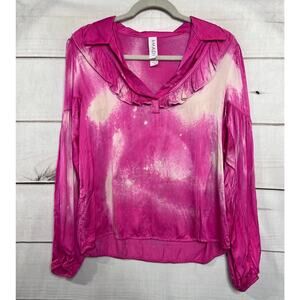 Amadi Top Pink Tie Dye Size SM Ruffles Stylish